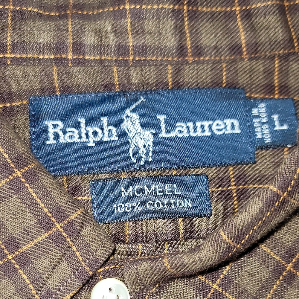 Ralph Lauren Orange Brown Casual Button Down Shirt - Picture 2 of 14